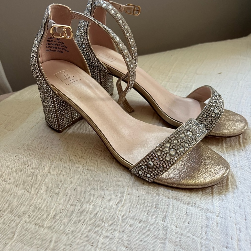 Elegant Gold Embellished Heels
